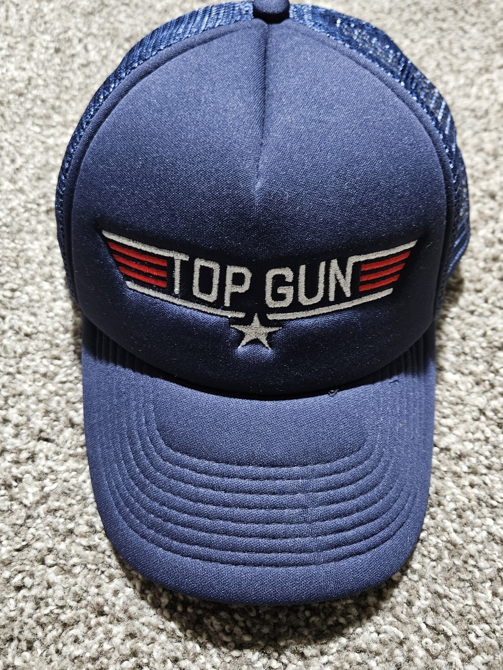 Top Gun Mesh Hat Padded Front Navy Blue Adjustable One Size Fits